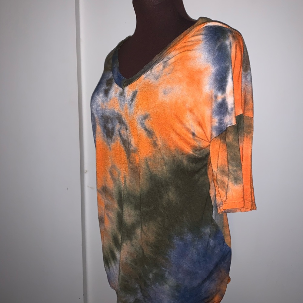 Belita Orange and Green Tie Dye Top